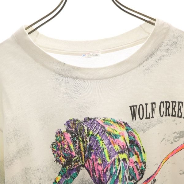 FRUIT OF THE LOOM フルーツオブザルーム 90s オールド USA製 プリント 半袖 Tシャツ M ホワイト メンズ