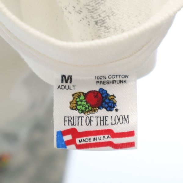 FRUIT OF THE LOOM フルーツオブザルーム 90s オールド USA製 プリント 半袖 Tシャツ M ホワイト メンズ