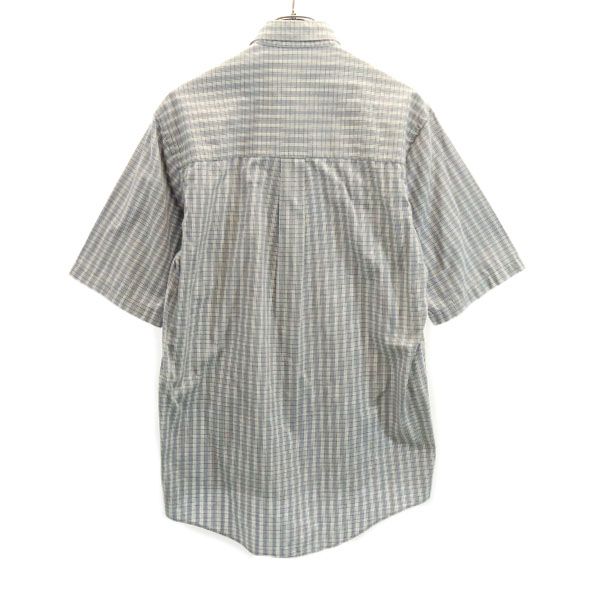 BURBERRY バーバリー 80s USA製 ヴィンテージ チェック柄 半袖 ボタンダウンシャツ S 水色×白×グレー メンズ