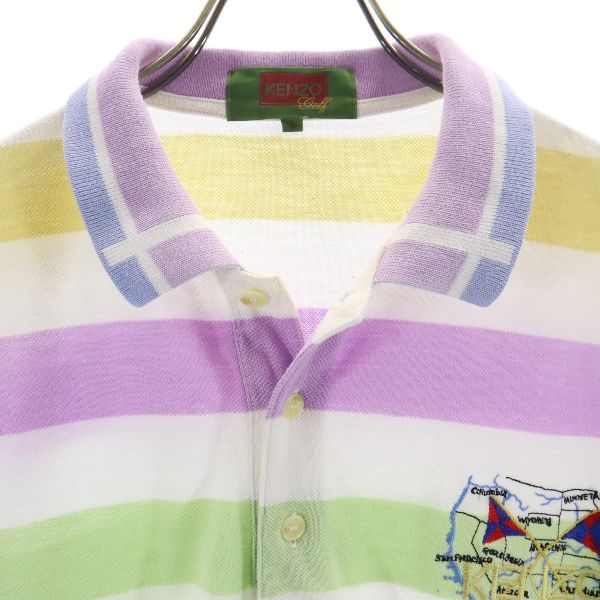 KENZO ケンゾー 日本製 ボーダー 半袖 ポロシャツ 3 鹿の子 メンズ