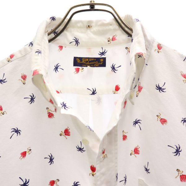 サンサーフ SS34973 東洋エンタープライズ 日本製 半袖 ボタンダウンシャツ L ホワイト系 SUN SURF ハワイアン メンズ