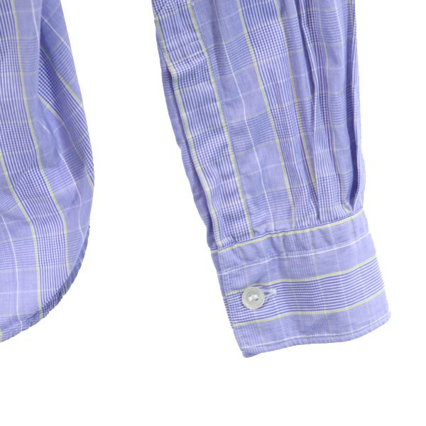 コムデギャルソンオム 2009年 日本製 ウール切替 チェック 長袖 シャツ XS ブルー系 COMME des GARCONS HOMME メンズ