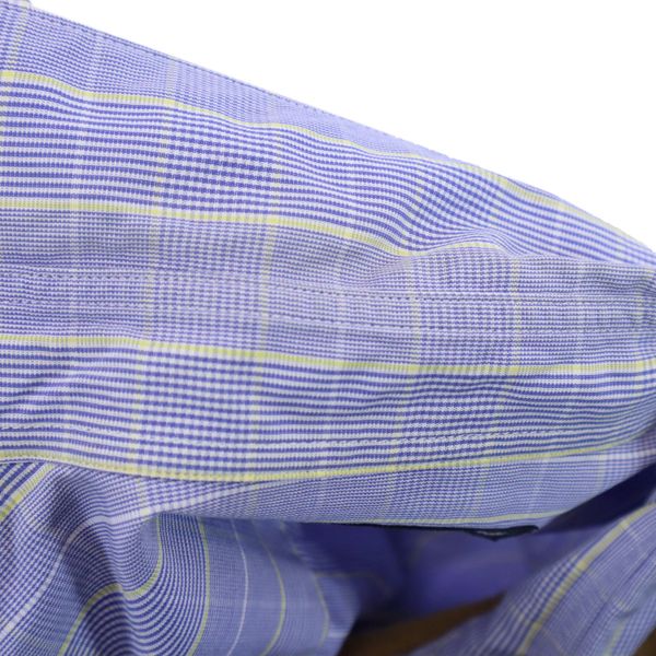 コムデギャルソンオム 2009年 日本製 ウール切替 チェック 長袖 シャツ XS ブルー系 COMME des GARCONS HOMME メンズ