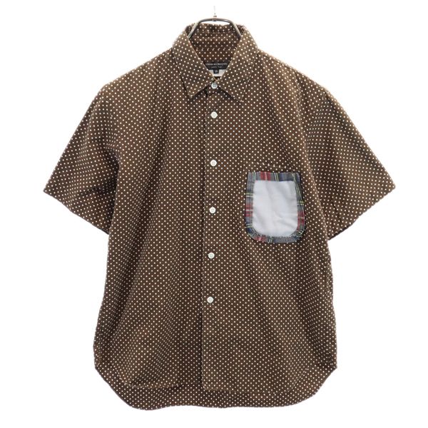 コムデギャルソンオム 2009年 日本製 ドット柄 半袖 シャツ XS 茶×白 COMME des GARCONS HOMME メンズ