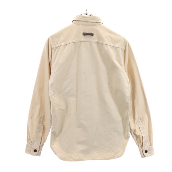 COMME des GARCONS HOMME コムデギャルソンオム 2013年 日本製 ウールブレンド ボーダー柄 長袖 シャツ S ベージュ×グレー×紺 メンズ