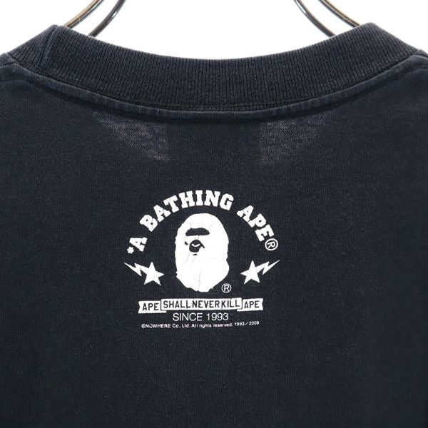 A BATHING APE アベイシングエイプ 日本製 ベイビーマイロ プリント 半袖 クルーネック Tシャツ S 黒系 メンズ