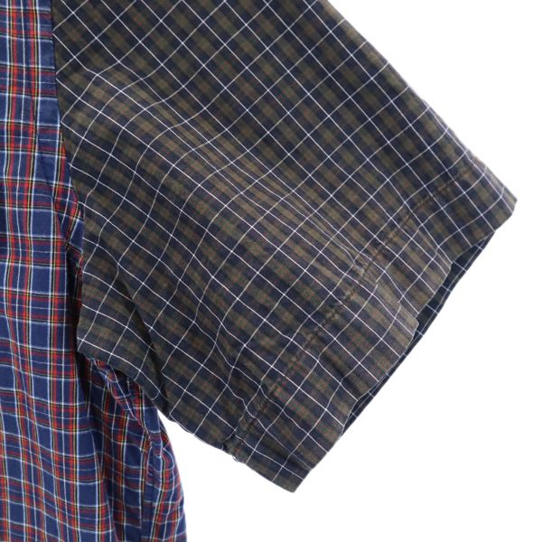 A BATHING APE アベイシングエイプ チェック柄 半袖 ボタンダウンシャツ M 赤×青×深緑 メンズ