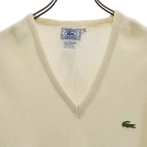 アイゾットラコステ 80s ヴィンテージ 長袖 Vネック ニット M アイボリー IZOD LACOSTE セーター メンズ