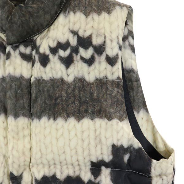 CASSAVES カザベス プリント ニット ダウンベスト M ベージュ×グレー メンズ