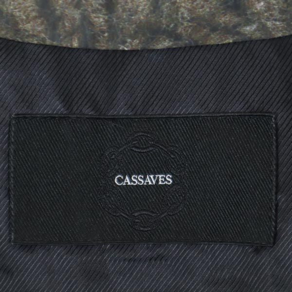 CASSAVES カザベス プリント ニット ダウンベスト M ベージュ×グレー メンズ