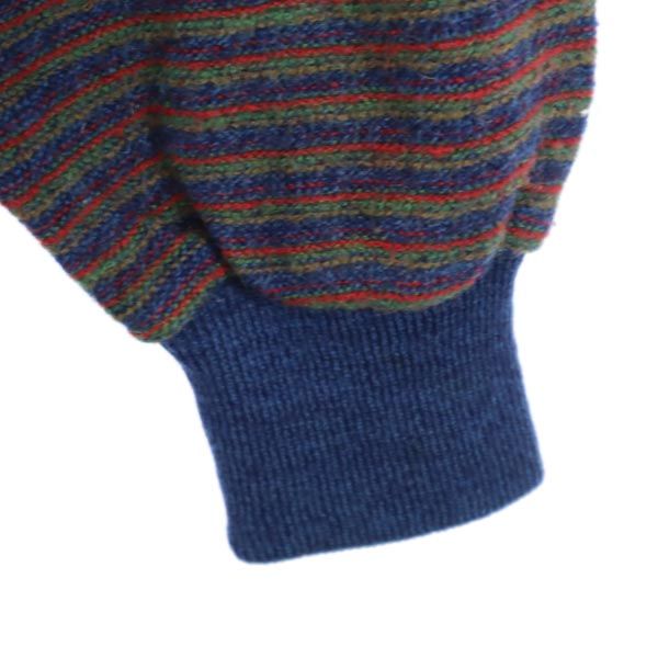 YVES SAINT LAURENT イヴサンローラン 90s オールド ウールブレンド 総柄 長袖 セーター M ネイビー系 ニット メンズ