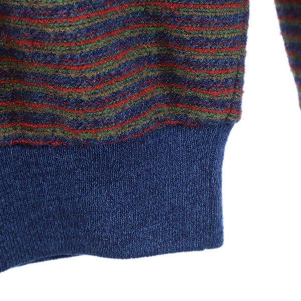 YVES SAINT LAURENT イヴサンローラン 90s オールド ウールブレンド 総柄 長袖 セーター M ネイビー系 ニット メンズ
