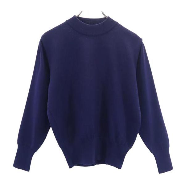 YVES SAINT LAURENT イヴサンローラン 90s オールド ウール ロゴ刺繍 長袖 セーター M ネイビー系 ニット レディース