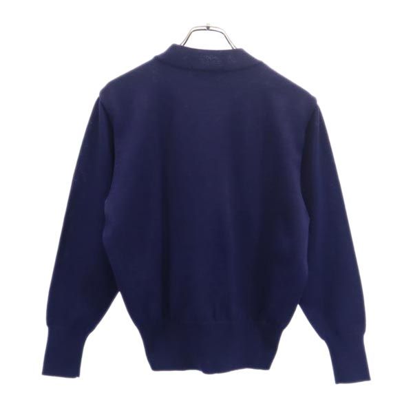 YVES SAINT LAURENT イヴサンローラン 90s オールド ウール ロゴ刺繍 長袖 セーター M ネイビー系 ニット レディース