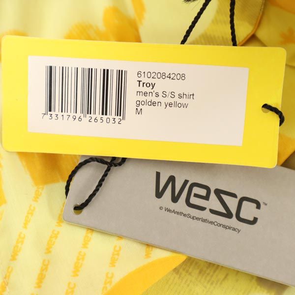 未使用 ウィーエスシー 総柄 半袖 アロハシャツ M 黄系 WESC メンズ