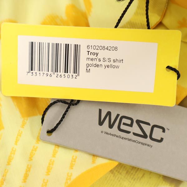 未使用 WESC ウィーエスシー 総柄 半袖 アロハシャツ M 黄系 メンズ