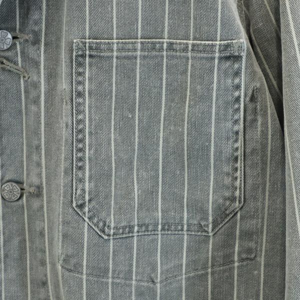 OZONE ROCKS オゾンロックス 日本製 ストライプ デニムジャケット L グレー系 メンズ