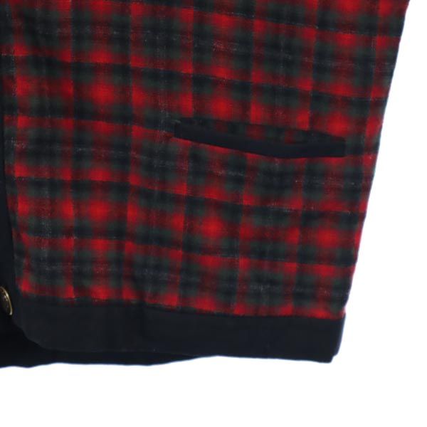PENDLETON ペンドルトン 60s ヴィンテージ ウール チェック柄 長袖 Vネック カーディガン S 赤系 メンズ