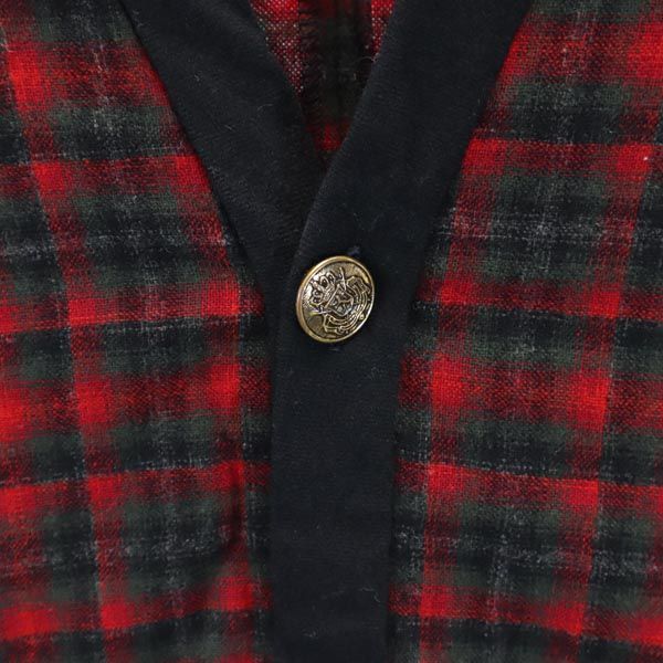 PENDLETON ペンドルトン 60s ヴィンテージ ウール チェック柄 長袖 Vネック カーディガン S 赤系 メンズ