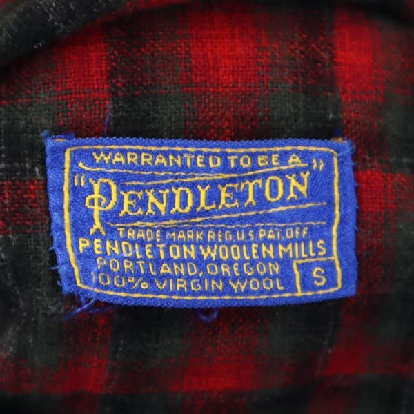 PENDLETON ペンドルトン 60s ヴィンテージ ウール チェック柄 長袖 Vネック カーディガン S 赤系 メンズ