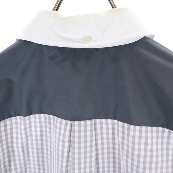 ガンリュウ 2014年 日本製 チェック柄 切替 長袖 ドッキング シャツ S グレー系 GANRYU 胸ポケット メンズ