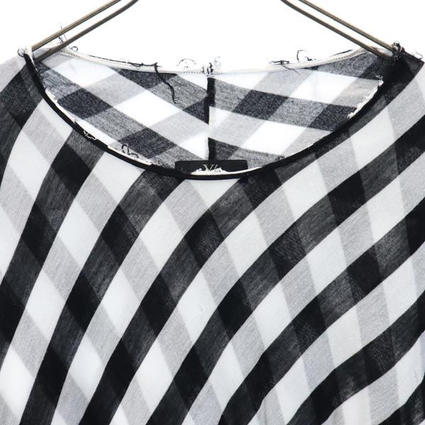 Y's ワイズ 日本製 ストライプ 長袖 カットソー 白×黒 カットオフ レディース