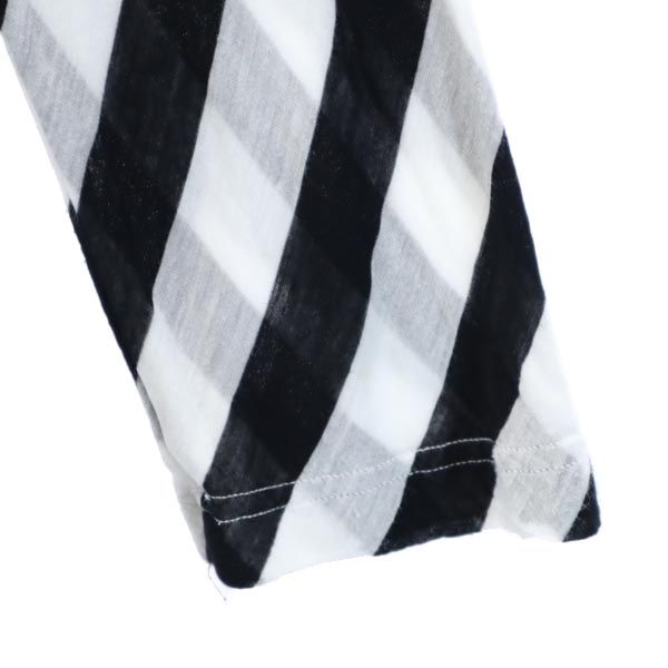 Y's ワイズ 日本製 ストライプ 長袖 カットソー 白×黒 カットオフ レディース