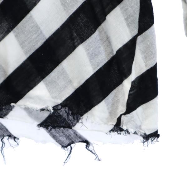 Y's ワイズ 日本製 ストライプ 長袖 カットソー 白×黒 カットオフ レディース