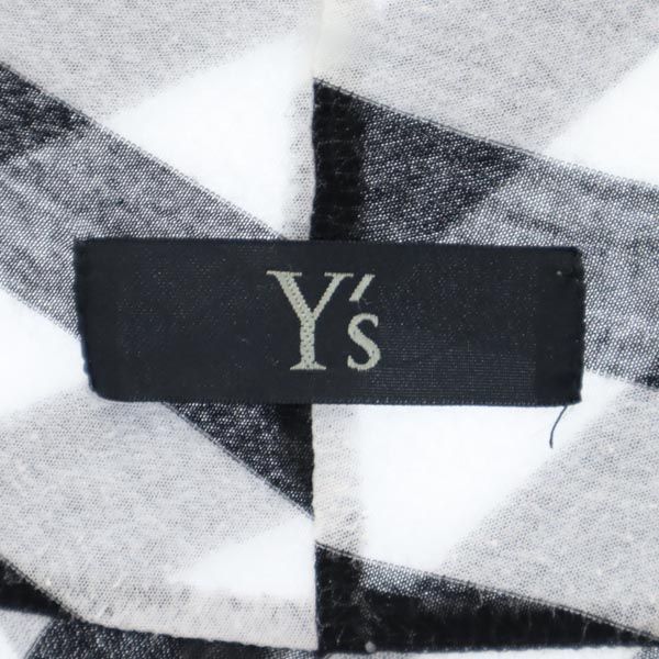 Y's ワイズ 日本製 ストライプ 長袖 カットソー 白×黒 カットオフ レディース