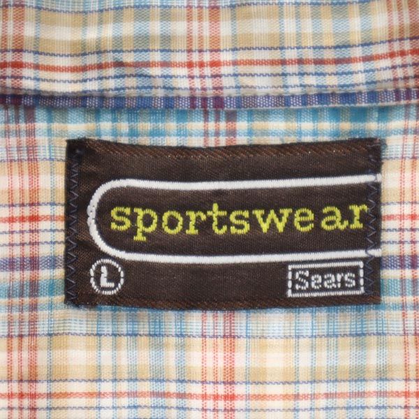sportswear スポーツウェア 70s ヴィンテージ チェック柄 半袖 シャツ L メンズ