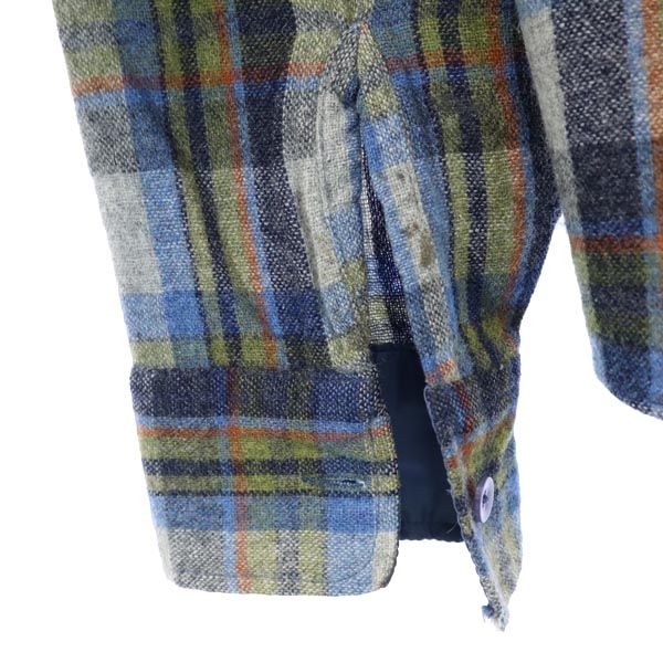 COUNTRY TOUCH 70s ヴィンテージ ウールブレンド チェック柄 長袖 シャツ L 青系 メンズ