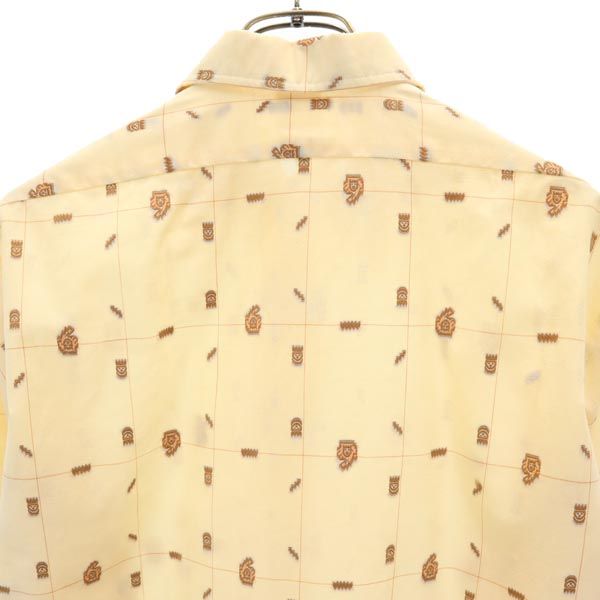 KANDAHAR CLUB 70s ヴィンテージ ユーロ 総柄 刺繍 長袖 シャツ 38 ベージュ系 メンズ