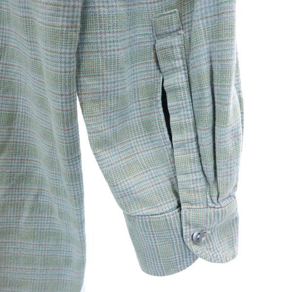 Ackermann 50s 60s グランパ ヴィンテージ チェック柄 長袖 ハーフボタン シャツ 38 青系 メンズ