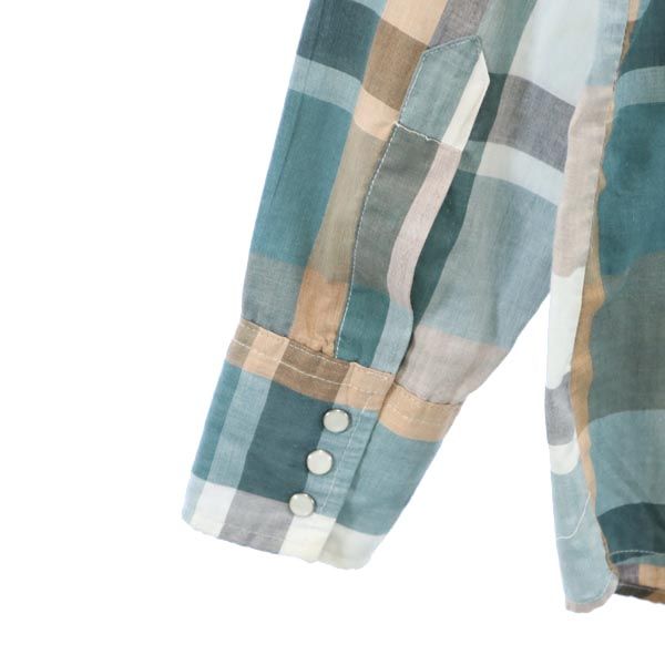 VINTAGE ヴィンテージ 70s チェック柄 長袖 ウエスタンシャツ M グリーン系 メンズ