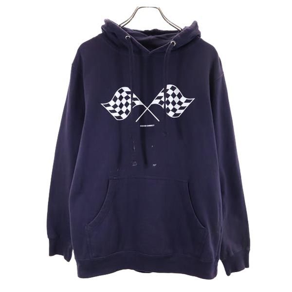 ANTI SOCIAL SOCIAL CLUB アンチソーシャルソーシャルクラブ USA製 ロゴプリント 長袖 スウェットパーカー S ネイビー 裏起毛 メンズ