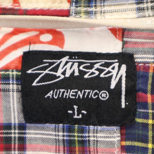 ステューシー チェック柄 半袖 パッチワーク シャツ L STUSSY メンズ