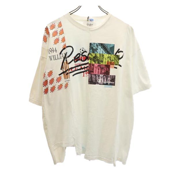 RESCARP リスカープ 23ss リメイク 半袖 Tシャツ ホワイト×ベージュ メンズ