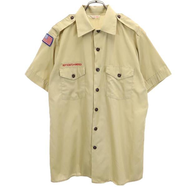 ヴィンテージ USA製 半袖 ボーイスカウトシャツ ベージュ ミリタリー メンズ
