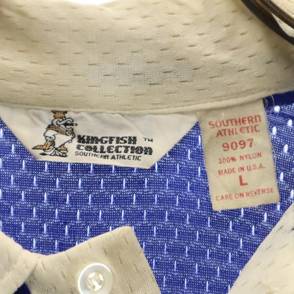 キングフィッシュコレクション 70s ヴィンテージ 半袖 メッシュ ポロシャツ L 青系 KINGFISHCOLLECTION メンズ