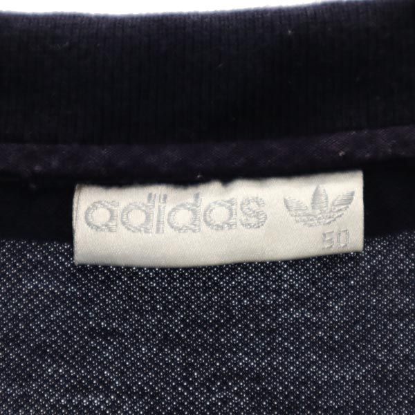 adidas アディダス 80s ヴィンテージ 西ドイツ製 トレフォイルロゴ刺繍 半袖 ポロシャツ 50 ネイビー 鹿の子 メンズ