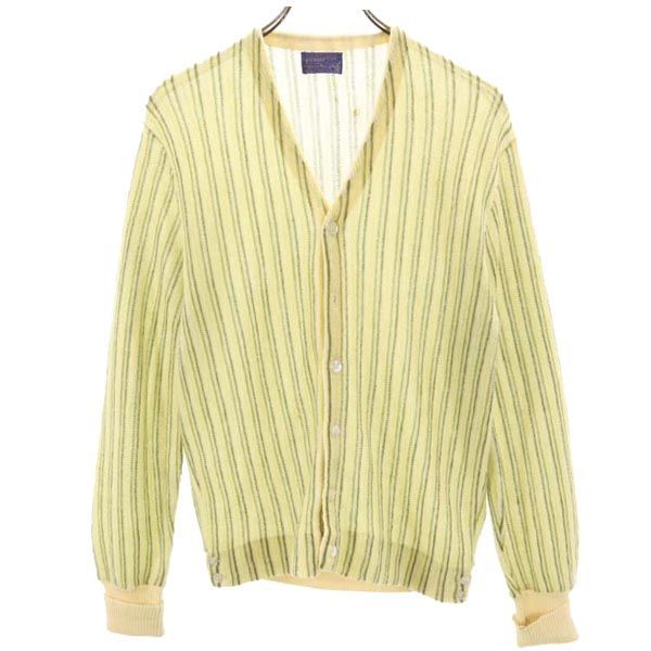 ペンドルトン 60s ヴィンテージ ウール ストライプ柄 長袖 Vネック ニット カーディガン M グリーン系 PENDLETON メンズ