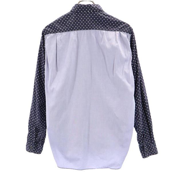 コムデギャルソンオム 2011年 日本製 ドッド柄 長袖 シャツ S ネイビー×白×ブルー COMME des GARCONS HOMME メンズ