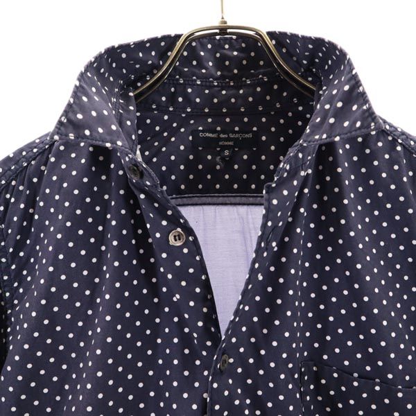 コムデギャルソンオム 2011年 日本製 ドッド柄 長袖 シャツ S ネイビー×白×ブルー COMME des GARCONS HOMME メンズ