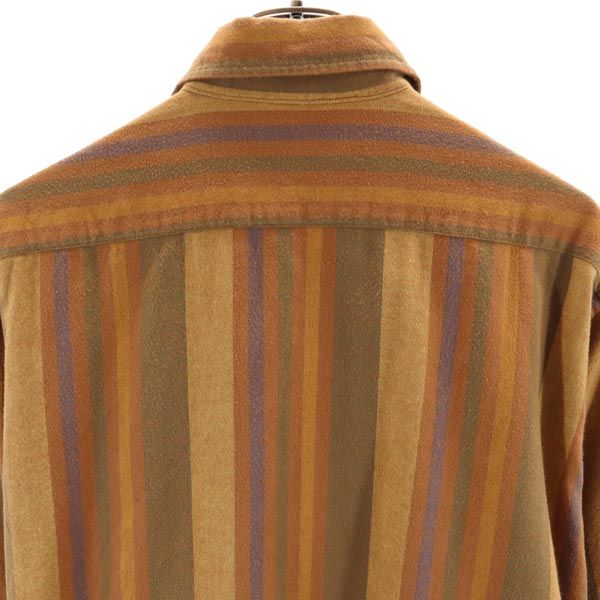 ネペンテス 日本製 ヘリンボーン ストライプ 長袖 シャツ L ブラウン系 NEPENTHES メンズ