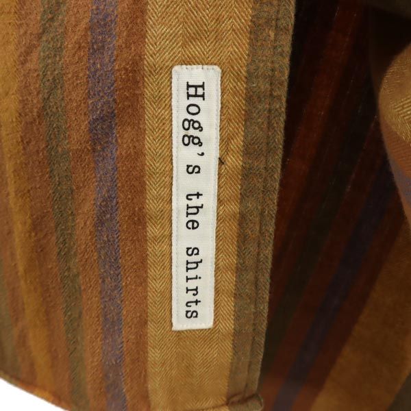 ネペンテス 日本製 ヘリンボーン ストライプ 長袖 シャツ L ブラウン系 NEPENTHES メンズ