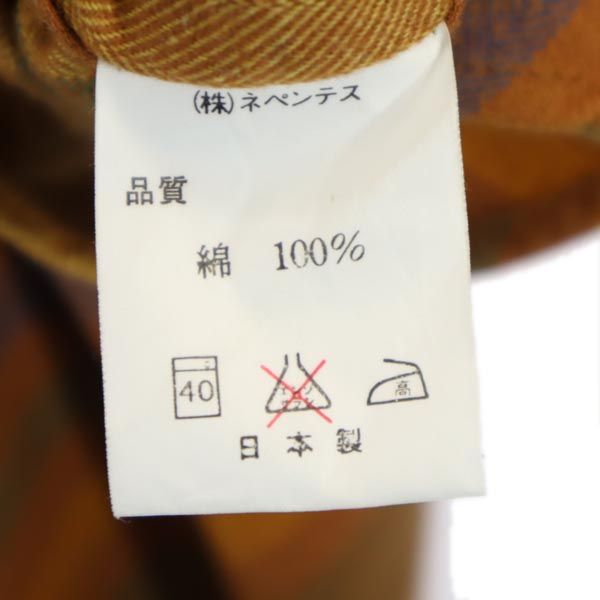 ネペンテス 日本製 ヘリンボーン ストライプ 長袖 シャツ L ブラウン系 NEPENTHES メンズ