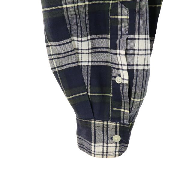 NAUTICA ノーティカ 90s オールド チェック柄 長袖 ボタンダウンシャツ L ネイビー系 メンズ