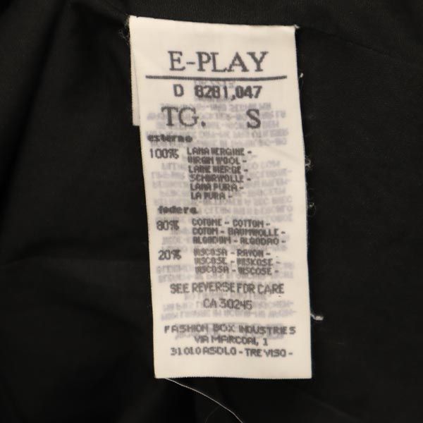 イープレイ イタリア製 ウール テーラードジャケット S ブラック E-PLAY レディース