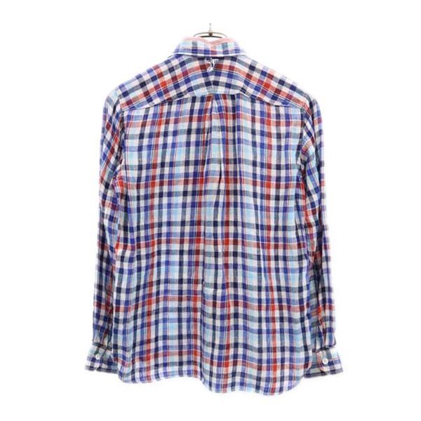 JUNYA WATANABE COMME des GARCONS ジュンヤワタナベコムデギャルソン 2012年 リネン チェック柄 長袖 チェックシャツ XS 青系 メンズ