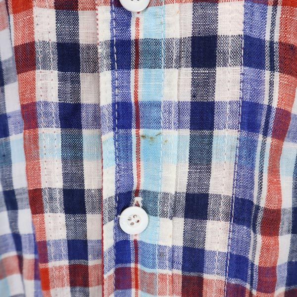 JUNYA WATANABE COMME des GARCONS ジュンヤワタナベコムデギャルソン 2012年 リネン チェック柄 長袖 チェックシャツ XS 青系 メンズ